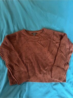 Forever 21 Brown Waffle Knit Crewneck Sweater